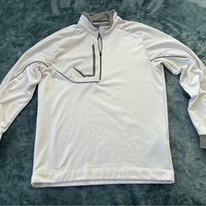 Gavin Green Golf White and Gray Quarter-Zip Insulating Pullover